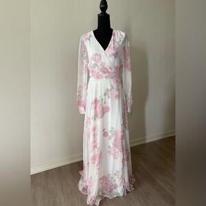 Lulu's Floral Long Sleeve Wrap Dress